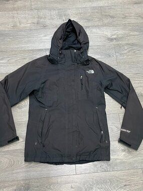 The North Face Womens Black Gore-Tex Rain Jacket Hooded Waterproof Shell Size S